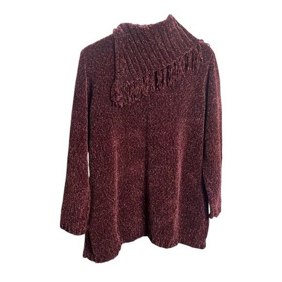PENNINGTONS Women's Burgundy Sweater Shawl Neck Ribbed Pullover size Large Baggy - Picture 2 of 10
